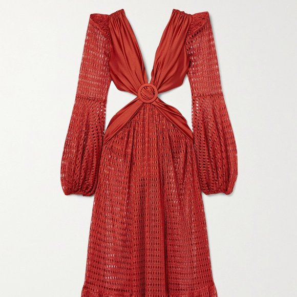 PatBo Authenric cutout, cut out, Maxi Dress red net style w extras - Picture 2 of 10